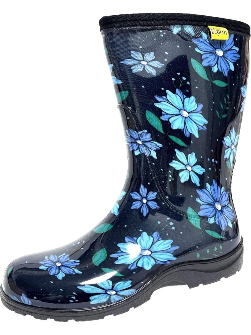 Women's Blue Spring Rain Boots Waterproof Mid Calf Rubber Outdoor Garden Shoes